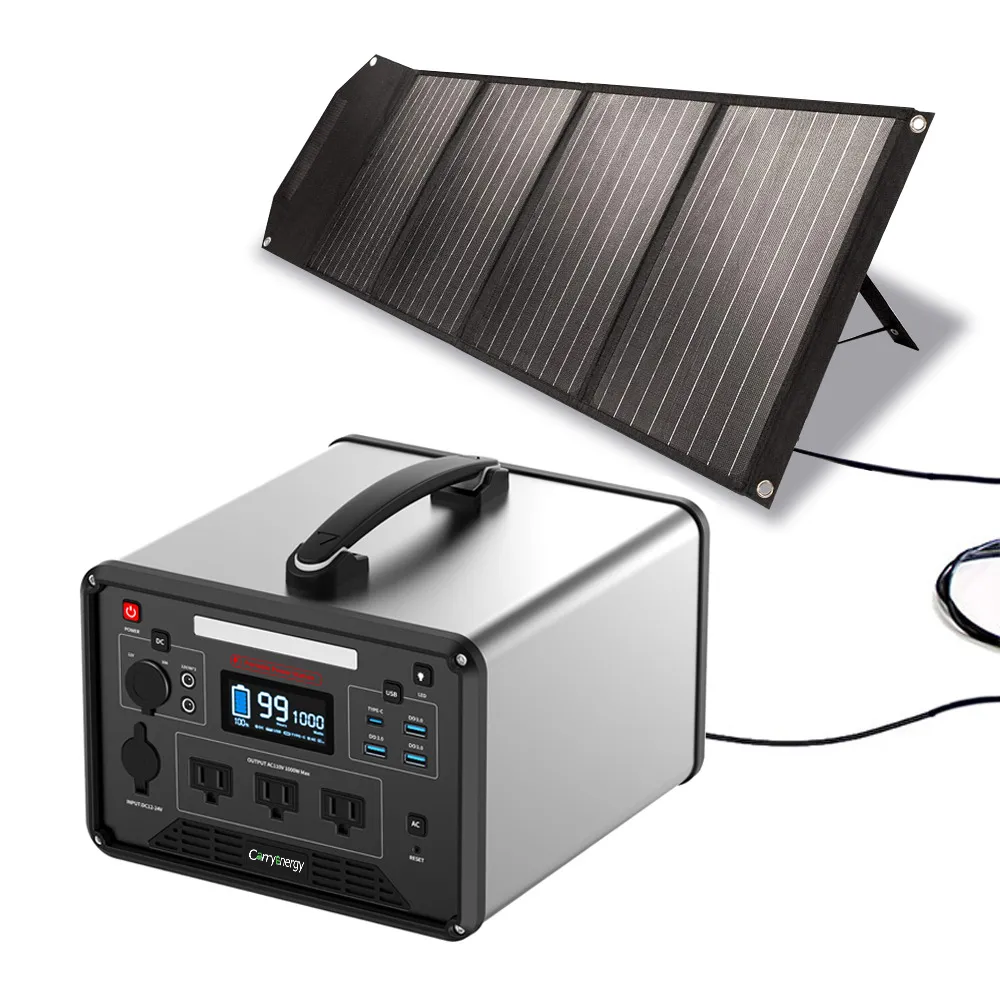 CarryEnergy Outdoor Complete 300W Solar Generator 500W Portable Energy Power Kit Off Grid Solar Panel System With Battery